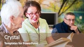  Presentation with nurse law elderly persons - Beautiful slide set featuring hospital books - nurse reading book to elderly backdrop and a tawny brown colored foreground