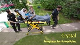  Presentation with emergency medical - Beautiful slide deck featuring hospital by ambulance emergency backdrop and a tawny brown colored foreground