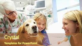  Presentation with therapy dog - Amazing presentation having patients theraapies - young girl being visited backdrop and a coral colored foreground