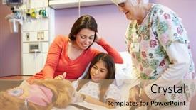  Presentation with therapy dog - Presentation with visited in hospital by therapy background and a coral colored foreground