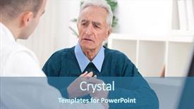  Presentation with patent - Audience pleasing slide set consisting of hospital care - senior patent complained doctor backdrop and a ocean colored foreground