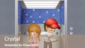  Presentation with elevator - Audience pleasing PPT theme consisting of hospital cartoon - illustration of the two kids backdrop and a coral colored foreground