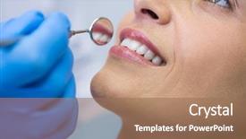  Presentation with dentist - Slides with hospital cleaning - close up of dentist holding background and a coral colored foreground