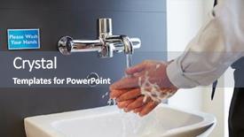  Presentation with staff - Audience pleasing slide set consisting of hospital cleaning - close up of medical staff backdrop and a gray colored foreground