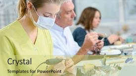  Presentation with dental assistant - Slide deck enhanced with hospital cleaning - dental assistant background and a yellow colored foreground