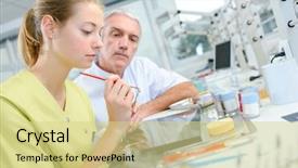 Presentation with dental assistant - Presentation design with hospital cleaning - dental assistant background and a blonde colored foreground