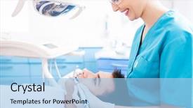  Presentation with hospital cleaning - Presentation design having hospital cleaning - dentist office background and a light blue colored foreground