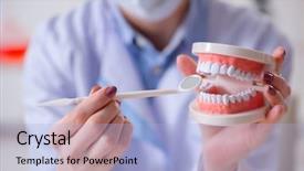  Presentation with dentist - Audience pleasing slide set consisting of hospital cleaning - dentist practicing work on tooth backdrop and a light blue colored foreground