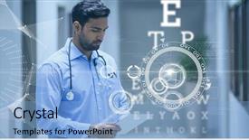  Presentation with digital hospital - Beautiful theme featuring hospital code - digital composite of doctor looking backdrop and a light blue colored foreground