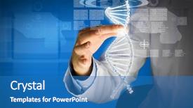  Presentation with dna molecule - Presentation design consisting of hospital code - woman scientist touching dna molecule background and a teal colored foreground