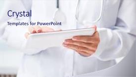 Presentation with using digital tablet - Slides enhanced with wireless communication technology medical - doctor using a white digital background and a sky blue colored foreground