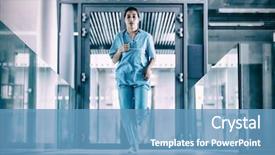  Presentation with nurse running - Presentation design enhanced with hospital corridor during emergency background and a teal colored foreground