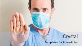  Presentation with mask - Audience pleasing theme consisting of hospital denials - senior doctor man using mask backdrop and a  colored foreground