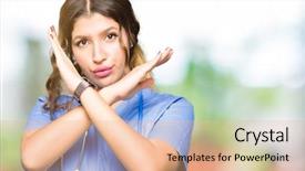  Presentation with medical sign - Theme consisting of hospital denials - young adult doctor woman wearing background and a  colored foreground