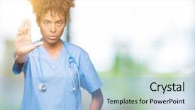  Presentation with doctor african - Audience pleasing slide deck consisting of hospital denials - young african american doctor woman backdrop and a  colored foreground
