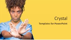  Presentation with doctor african - Slide set enhanced with hospital denials - young african american doctor woman background and a  colored foreground