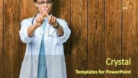  Presentation with medical sign - Beautiful PPT layouts featuring hospital denials - young african american doctor woman backdrop and a  colored foreground