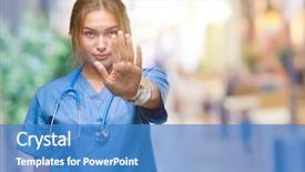  Presentation with hand surgeon - Colorful presentation theme enhanced with hospital denials - young caucasian doctor woman wearing backdrop and a  colored foreground