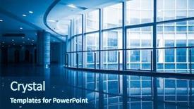  Presentation with modern building - Slide set featuring hospital design - modern building corridoe with glass background and a ocean colored foreground