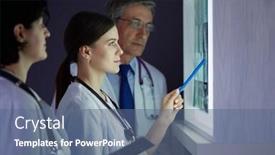  Presentation with emergency room - PPT layouts with hospital doctors looking at x background and a ocean colored foreground