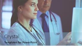  Presentation with emergency room - Beautiful presentation design featuring hospital-doctors-looking-at-x backdrop and a light blue colored foreground