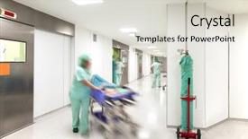  Presentation with emergency - Beautiful slide deck featuring hospital emergency corridor backdrop and a light gray colored foreground