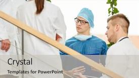  Presentation with team planning - Theme consisting of hospital emergency plan - surgery doctors team planning intensive background and a light gray colored foreground
