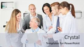  Presentation with staff - PPT theme consisting of hospital employee staff and team background and a lemonade colored foreground