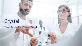  Presentation with engineering - Cool new PPT theme with hospital engineering - chemists stand by a transparent backdrop and a sky blue colored foreground