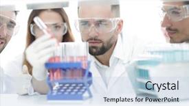  Presentation with laboratory chemical chalk - Audience pleasing theme consisting of hospital engineering - closeup of a group backdrop and a light blue colored foreground