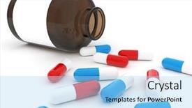  Presentation with capsules pills pill doctor prescription - PPT theme featuring hospital falls - pills and bottle background and a light blue colored foreground
