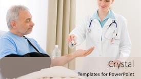  Presentation with female hospital patient - PPT theme featuring hospital - female doctor give pill to patient with broken arm background and a lemonade colored foreground