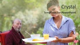  Presentation with carer - Amazing PPT theme having hospital food - carer with senior patient backdrop and a  colored foreground