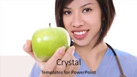  Presentation with green apple - Beautiful presentation theme featuring hospital food - pretty asian nurse holding backdrop and a coral colored foreground