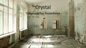  Presentation with interior of the earth - Slide deck featuring hospital furnitures - abandoned shabby interior background and a mint green colored foreground