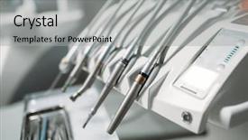  Presentation with dentistry - Beautiful presentation theme featuring hospital furnitures - dental drill closeup nobody dentistry backdrop and a light gray colored foreground