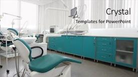  Presentation with dental - Presentation design with hospital furnitures - image of dental chair background and a light gray colored foreground