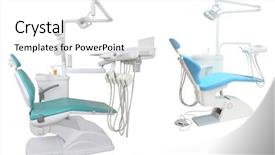  Presentation with dental economics - Audience pleasing PPT theme consisting of hospital furnitures - image of dental chair backdrop and a white colored foreground