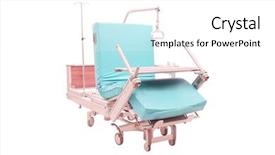  Presentation with biohazard medical waste - Amazing PPT theme having hospital furnitures - mobile medical bed isolated backdrop and a white colored foreground