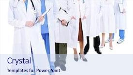  Presentation with hospital - Amazing slides having hospital gowns- isolated on white backdrop and a  colored foreground