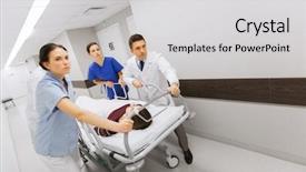  Presentation with emergency - Slide set with hospital gurney at emergency background and a light gray colored foreground