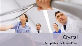  Presentation with emergency - Presentation having hospital gurney at emergency background and a light gray colored foreground