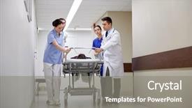  Presentation with emergency - Presentation theme enhanced with hospital gurney at emergency background and a gray colored foreground
