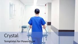  Presentation with reanimation - Cool new PPT layouts with hospital gurney to emergency room backdrop and a light blue colored foreground