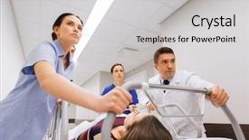  Presentation with reanimation - Presentation enhanced with hospital gurney to emergency background and a light gray colored foreground