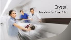 Presentation with reanimation - PPT layouts with hospital gurney to emergency background and a light gray colored foreground