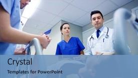  Presentation with health-care - PPT theme having hospital gurney to emergency background and a teal colored foreground