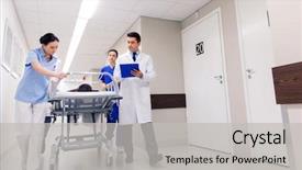  Presentation with patient care - PPT layouts having hospital gurney to emergency background and a light gray colored foreground
