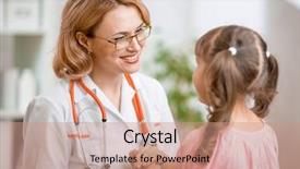  Presentation with pediatrician - Audience pleasing presentation design consisting of hospital infection - positive pediatrician doctor examining kid backdrop and a coral colored foreground