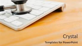  Presentation with electronic - Beautiful PPT theme featuring hospital information system - electronic medical stethoscope on keyboard backdrop and a yellow colored foreground